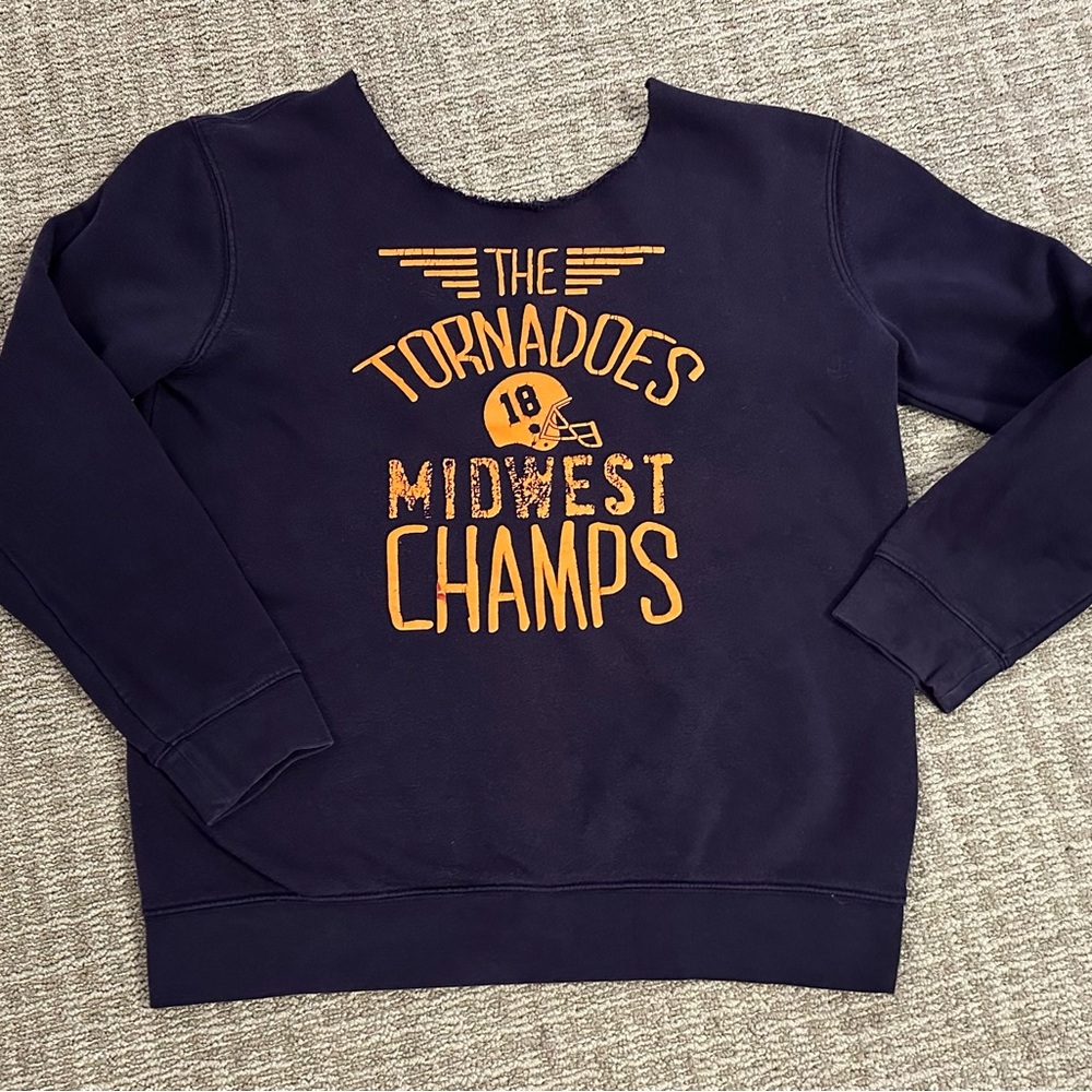 ❤️ 2/$25 Vintage Navy Sweatshirt w/ Orange Graphics size 16-18